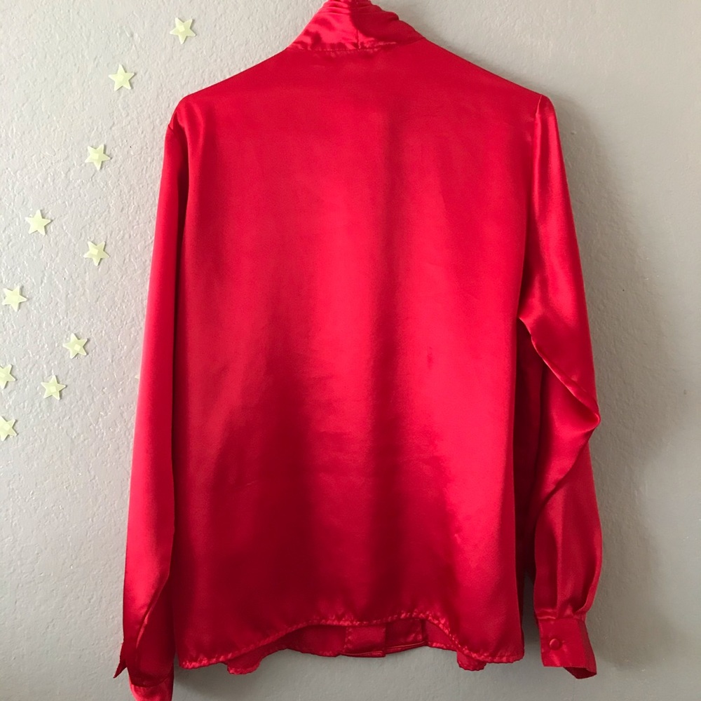 Vintage satin red button down blouse - Picture 10 of 10